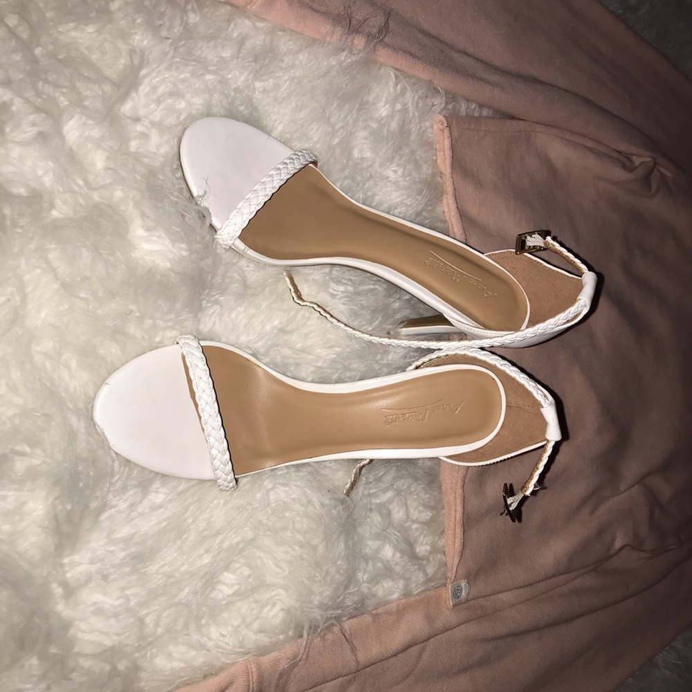 Size 9 White Heels with Braided Straps